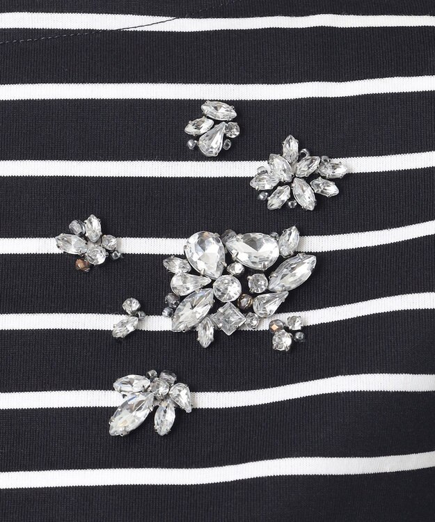 23区 L 【R(アール)】ビジュ― ストライプ ジャージー ブラック系1