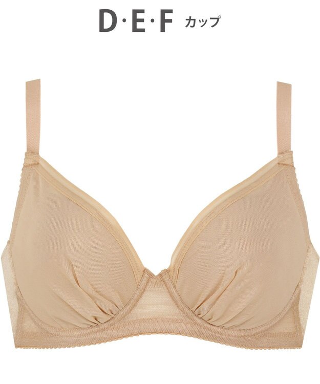 WACOAL 【小さく見せるブラ】 シンプル ブラジャー 着やせ効果 コンパクトにメイク バストの突出をおさえる 背中の段差を軽減 大きいサイズ レディース BRB452 /ワコール カラシ