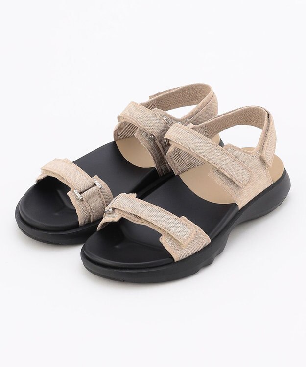 steppi ナロー ストラップ スポーツサンダル ベージュラメ