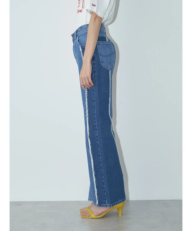 earth music&ecology Ｌｅｅ×ｅ．ｍ．ａ．ｅ　切替デニムフレアパンツ Indigo