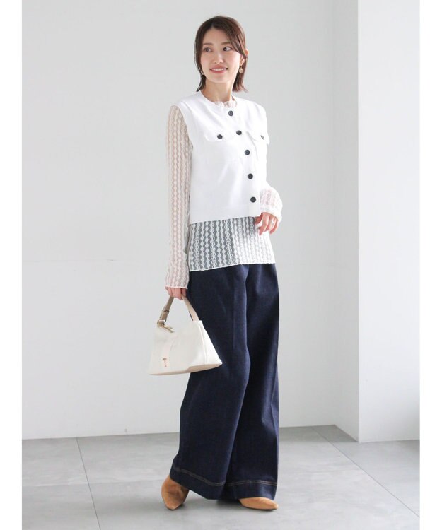 Te chichi ポケット付きニットベスト オフホワイト