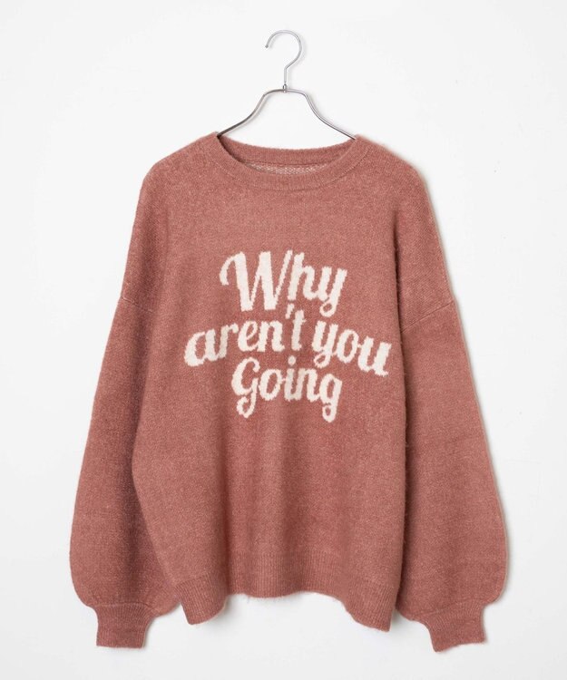 WEGO フラッフィーロゴジャガードニットプルオーバー ピンク