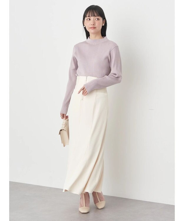 earth music&ecology 切り替えリブニットプルオーバー Pink Beige