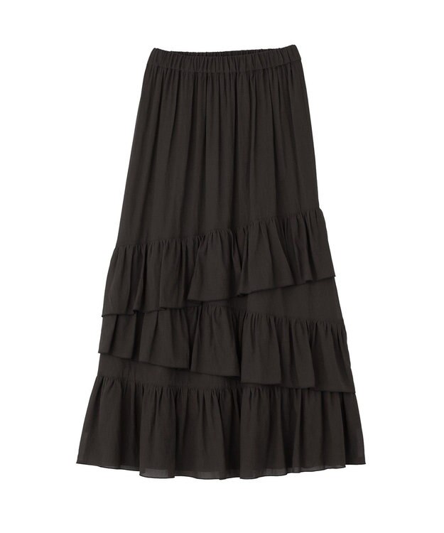 YECCA VECCA アシメラッフルスカート Black