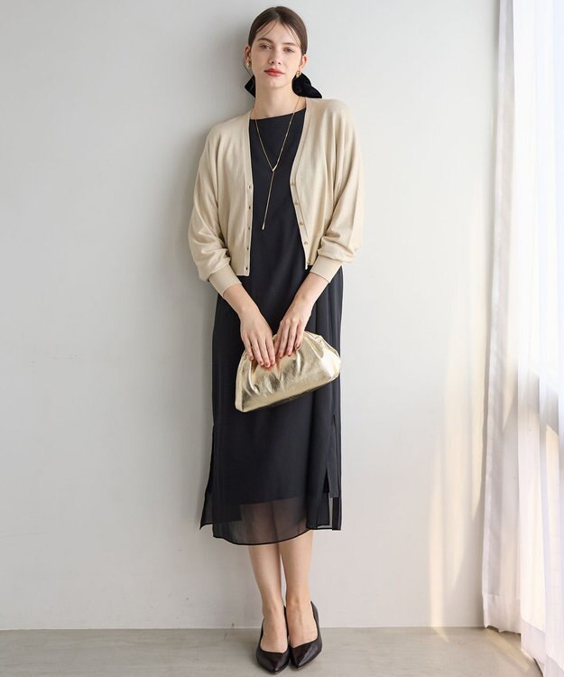 23区 S 【APPLAUDIR】コンパクト ドルマンスリーブ ラメカーディガン シャンパン