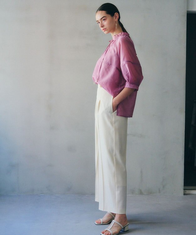 YECCA VECCA バルーンスリーブシアーシャツ Pink