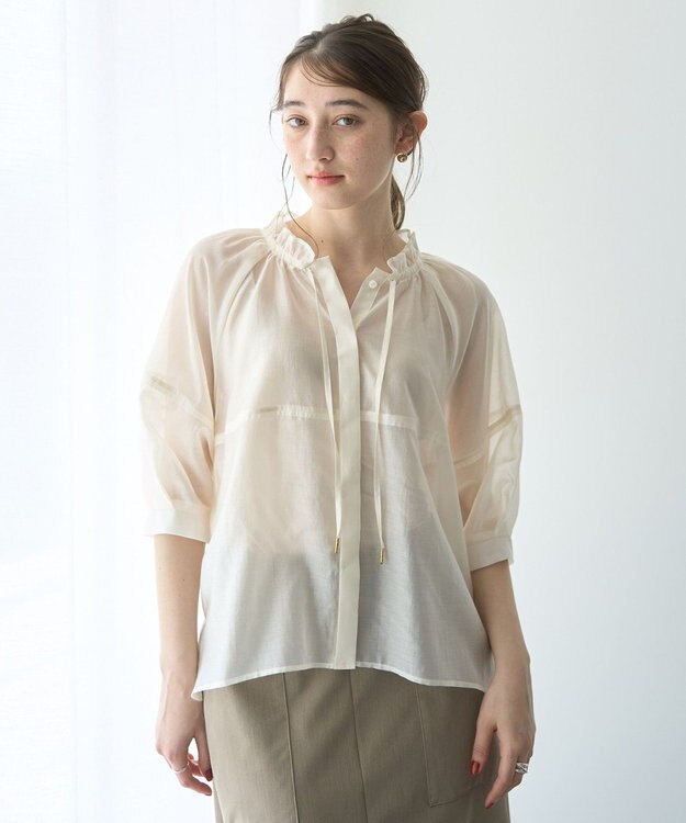 YECCA VECCA バルーンスリーブシアーシャツ Off White