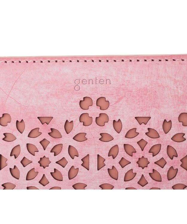 genten 【新色】フラッターカットワーク 二つ折り財布 サクラピンク