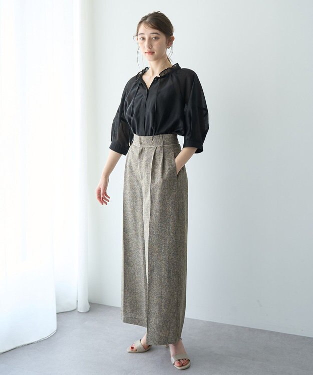 YECCA VECCA バルーンスリーブシアーシャツ Black