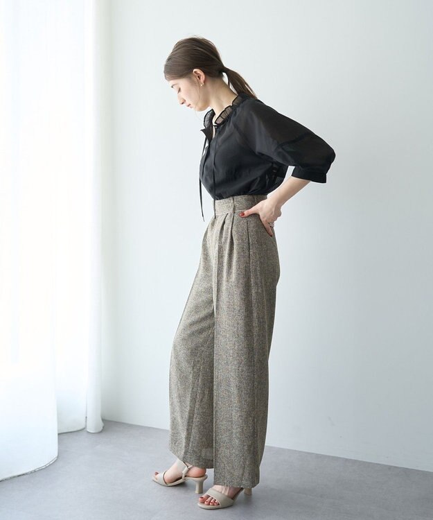 YECCA VECCA バルーンスリーブシアーシャツ Black