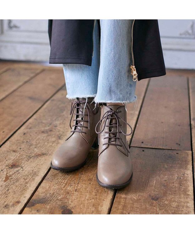 ing <ing>【WEB限定】【サスティナブルシリーズ】レースアップショートブーツ オーク