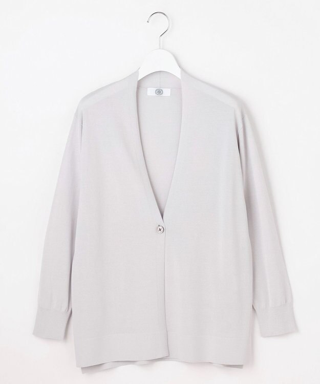 J.PRESS LADIES COOL ヴィスコース ミドル丈 カーディガン ライトグレー系