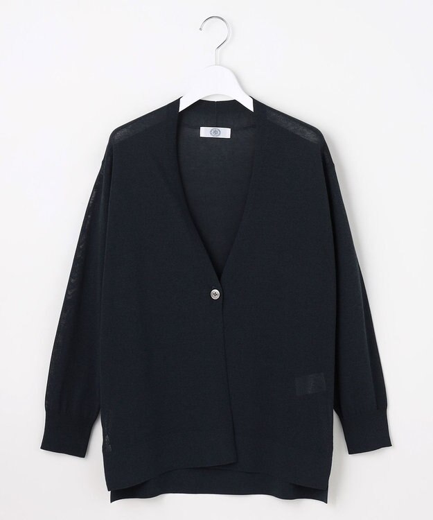 J.PRESS LADIES COOL ヴィスコース ミドル丈 カーディガン ネイビー系