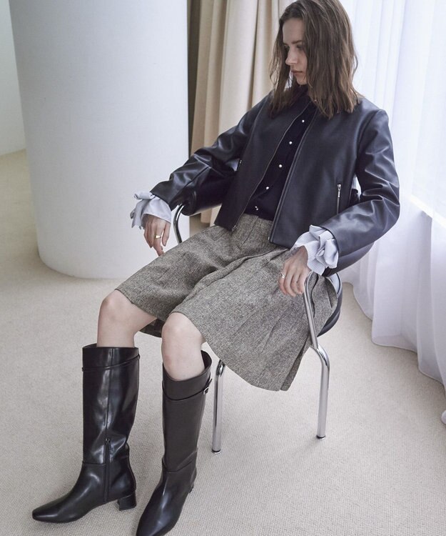 YECCA VECCA バックフリルライダースジャケット Black