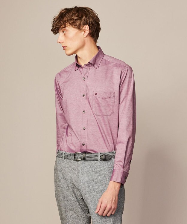 JOSEPH ABBOUD 【キングサイズ・ストレッチで快適な着心地・イージーケア】ジャージー シャツ ワイン系