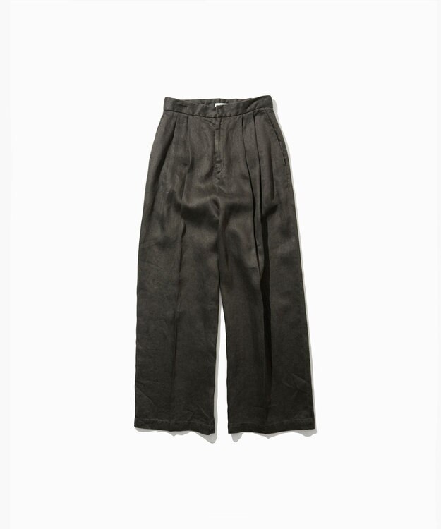 ATON GARMENT DYED LINEN SATIN | ワイドパンツ CHARCOAL GRAY