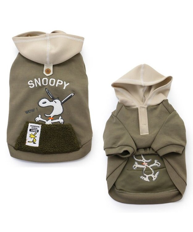 PET PARADISE スヌーピー ペティヒート パーカー  小型犬 カーキ