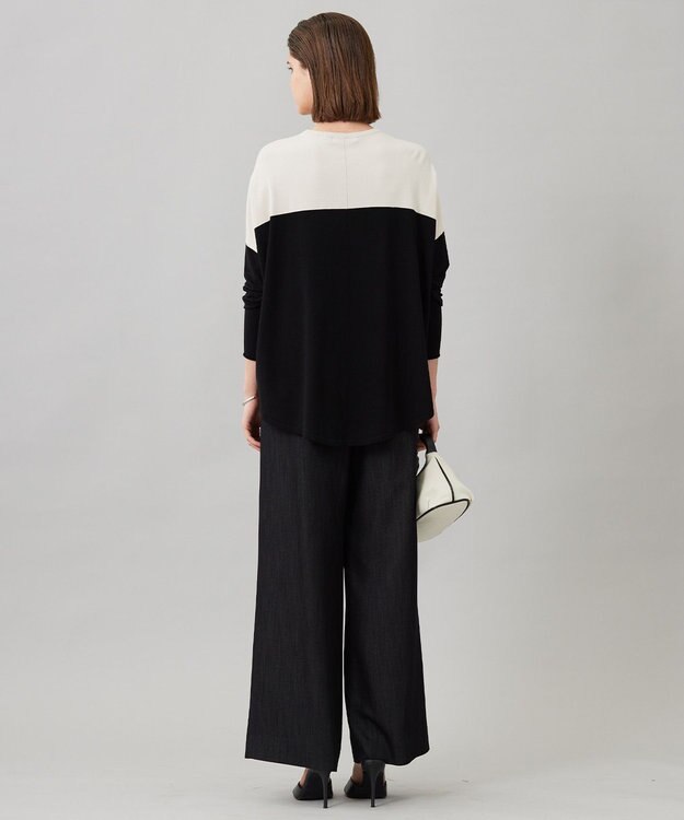 ICB 【洗える】ヴィスコースワイド プルオーバー トープ×ブラック系