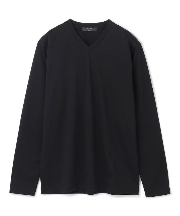 JOSEPH HOMME スビンソフトジャージー　Vネック長袖カットソー ブラック系