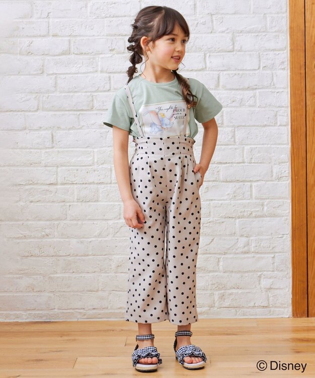 ANY KIDS 麻ライク ドット柄 ガウチョ ベージュドット