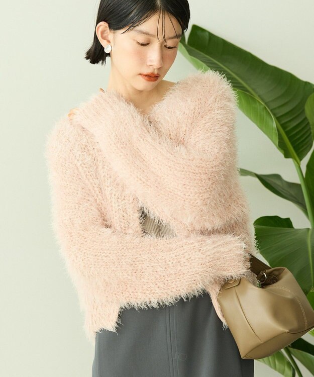 AMERICAN HOLIC シャギーニットクルーネックカーディガン Pink