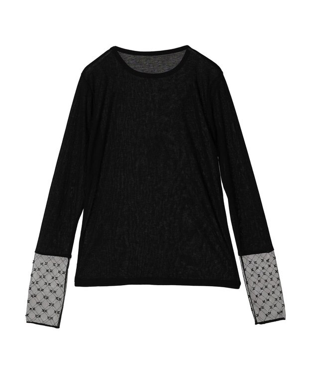 earth music&ecology チュールビジュープルオーバー Black