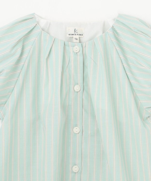 組曲 KIDS 【110-140㎝】サマーストライプ ブラウス セージ系1