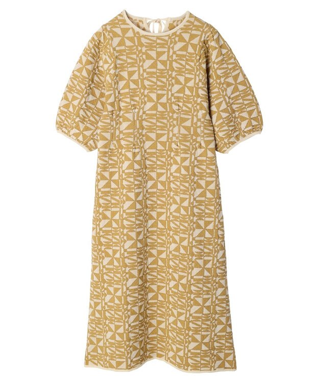 Green Parks ａ．ニットジャガード柄ワンピース Yellow