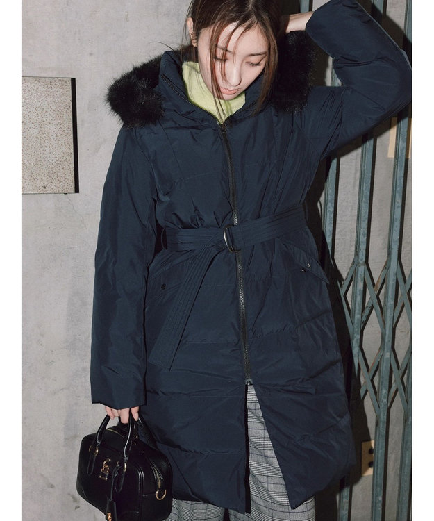 Te chichi 【宮本茉由着用】フードロングダウンコート ネイビー