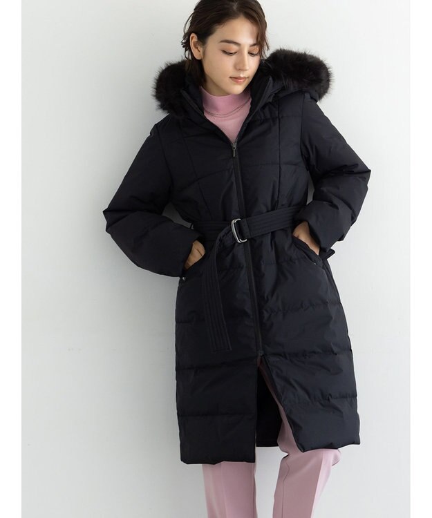 Te chichi 【宮本茉由着用】フードロングダウンコート ブラック