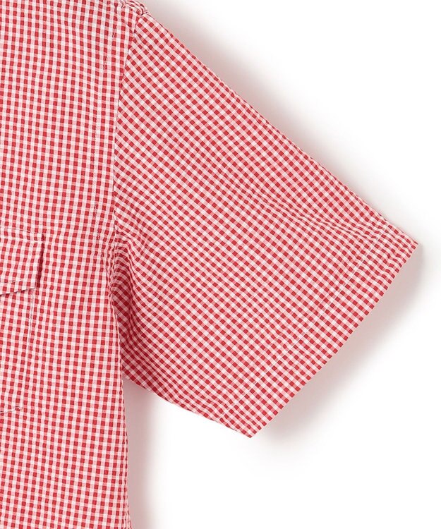 J.PRESS MEN オーガニックコットンサッカーギンガムチェックシャツ レッド系3