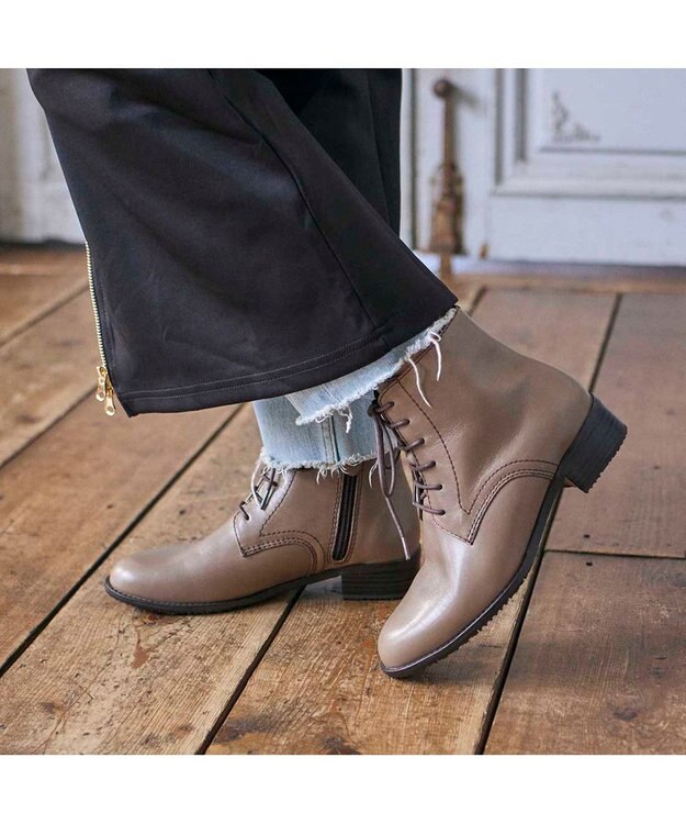 ing <ing>【WEB限定】【サスティナブルシリーズ】レースアップショートブーツ オーク