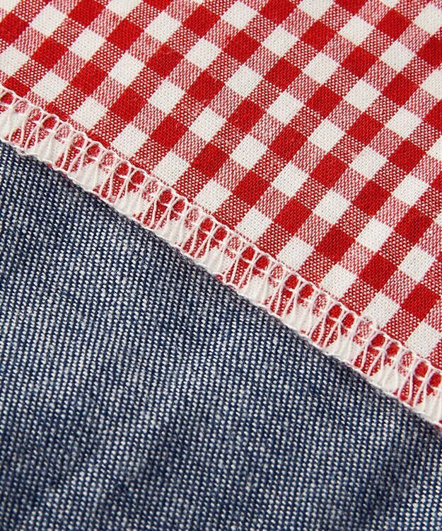 MIKI HOUSE HOT BISCUITS 【70-90cm】 顔ドン スカート付きデニムロンパース 紺