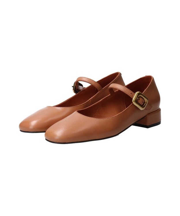 INTER-CHAUSSURES 【ANGEL ALARCON】ローヒールストラップパンプス キャメル