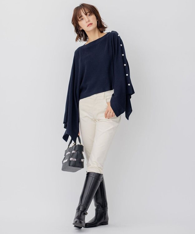 23区 【洗える】23区DENIM ベルベットストレッチ スキニーパンツ オフホワイト