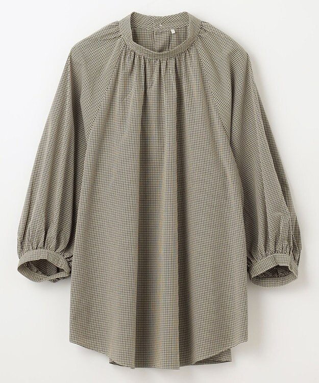 ANY 【速乾/UVカット/抗菌防臭/手洗い】エニィファンクションボリューム袖ブラウス ガンクラブチェック