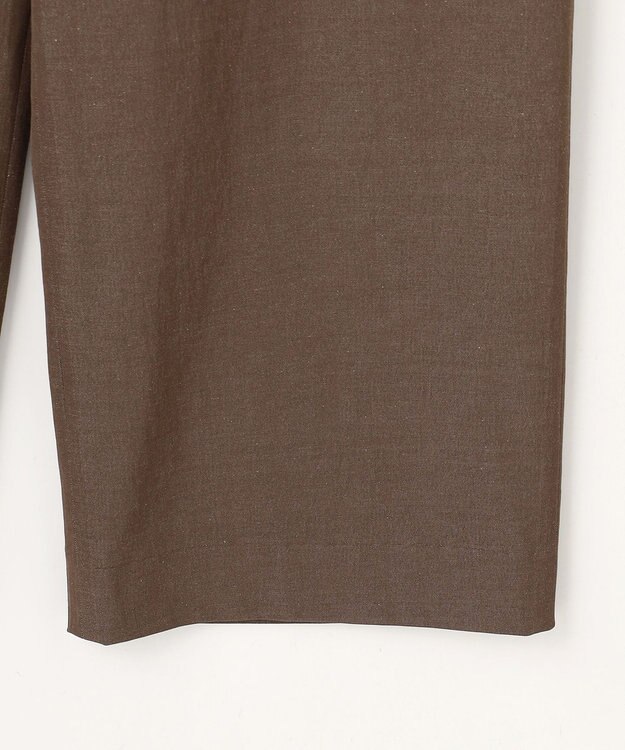 J.PRESS LADIES L 麻シェルドライ ワイド ストレート パンツ ダークブラウンシャンブレー系