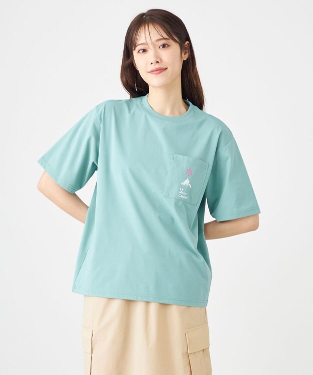 SHARE PARK LADIES 【UVカット・吸水速乾・ストレッチ・軽量 】ロゴポケットTシャツ（S・Mサイズ） サックスブルー系