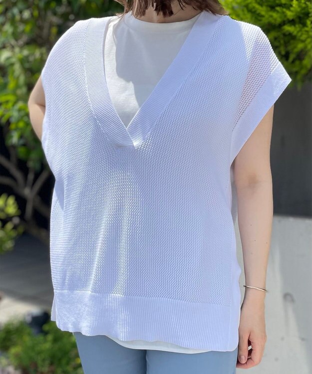 UNFILO 冷感UVケアノースリカットソー ホワイト系