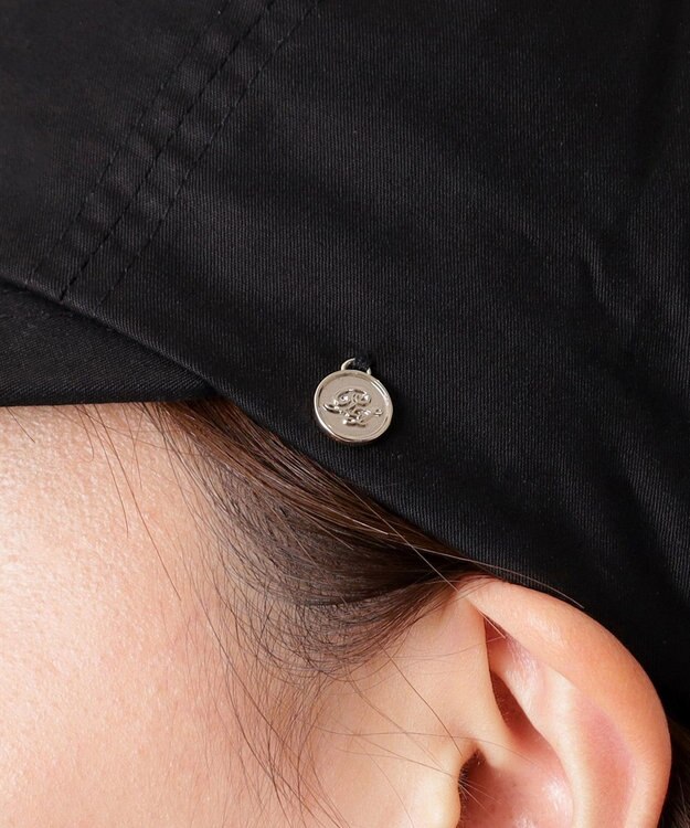 MOONBAT PAUL&JOE ACCESSOIRES(ポール&ジョー）ロゴ入り 深キャップ 帽子 ネコチャーム付 UVカット ブラック