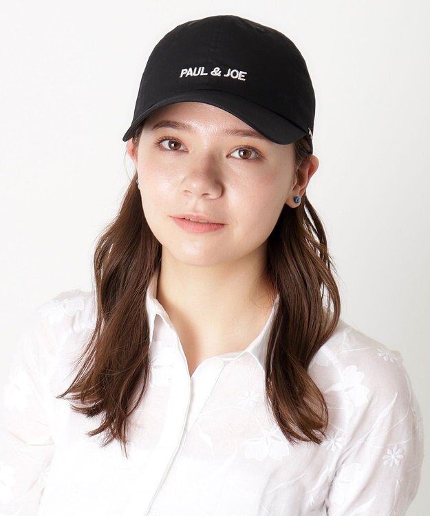 MOONBAT PAUL&JOE ACCESSOIRES(ポール&ジョー）ロゴ入り 深キャップ 帽子 ネコチャーム付 UVカット ブラック