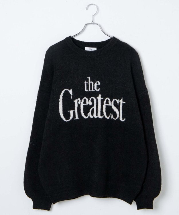 WEGO フラッフィーロゴジャガードニットプルオーバー ブラック