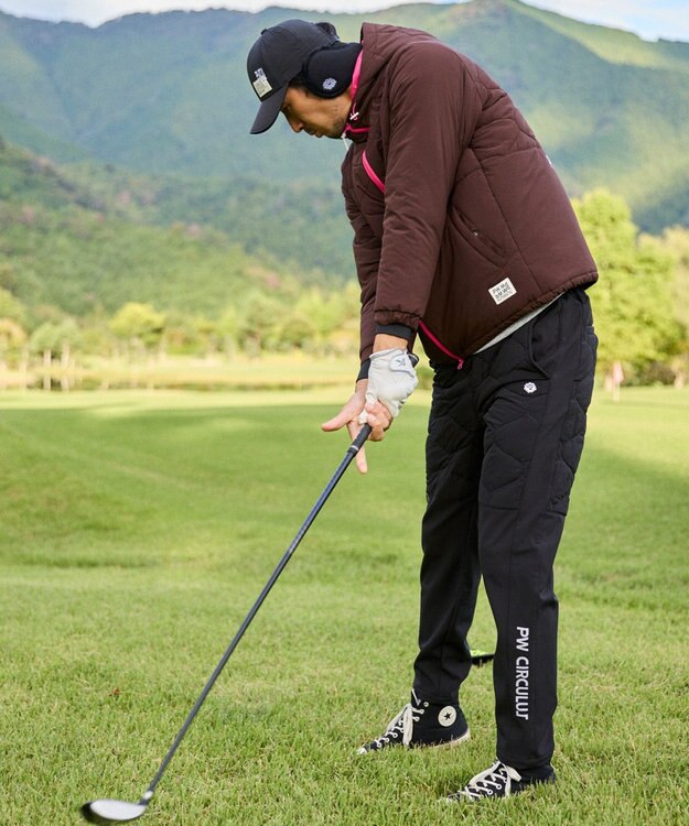 PW CIRCULUS 【撥水加工 / ストレッチ】【MEN】キルティング中綿パンツ ゴルフ ブラック系