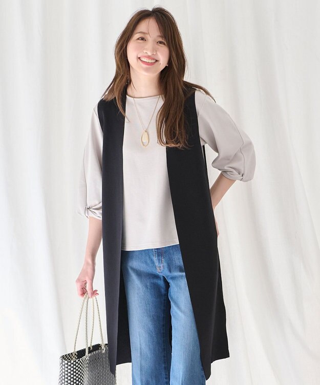 ANY 【洗濯機可/接触冷感】クールタッチニットジレ ブラック