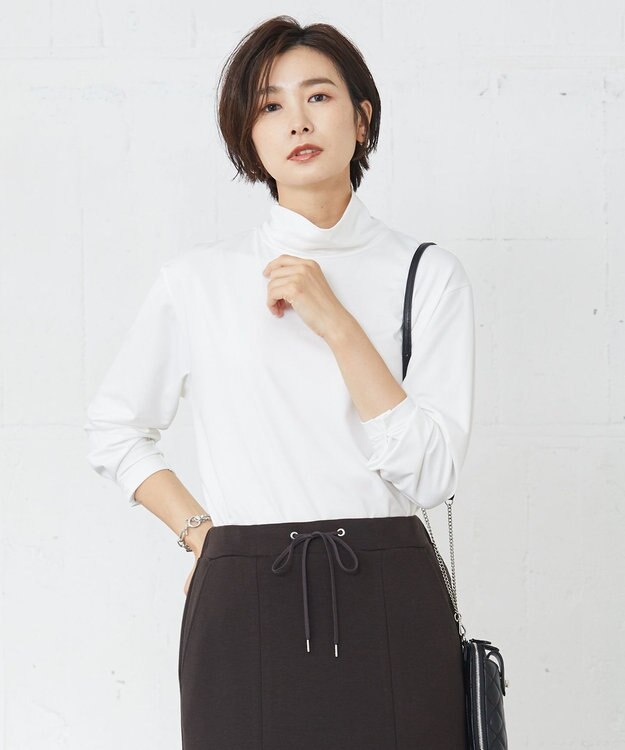 J.PRESS LADIES S タートルジャージー カットソー アイボリー系