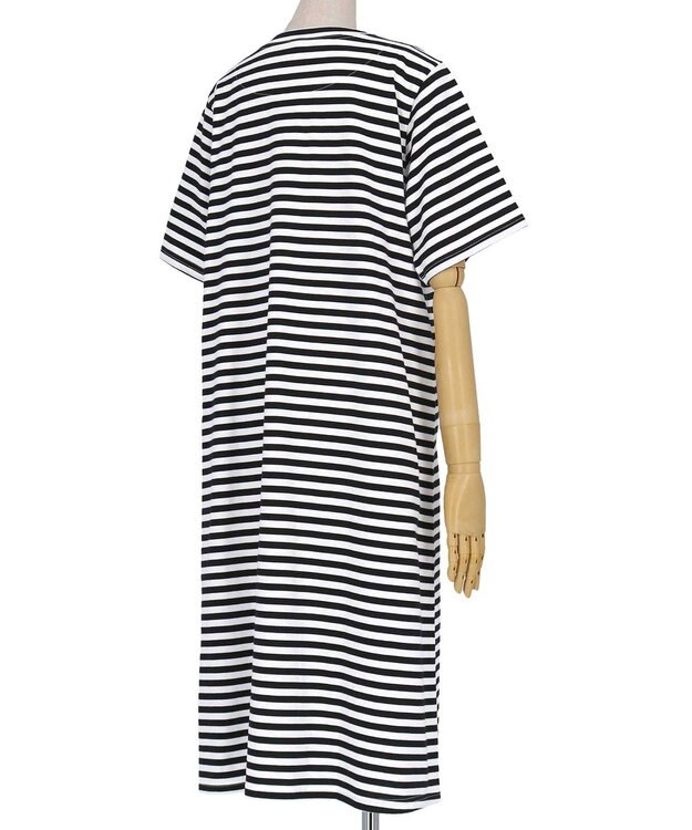 une nana cool MADE WITH LIBERTY FABRIC 綿100％ボーダー 半袖ワンピース BL