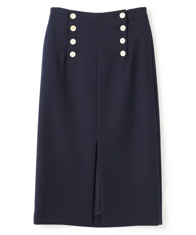 BEIGE， FERSEN / フロントボタンIラインスカート Navy