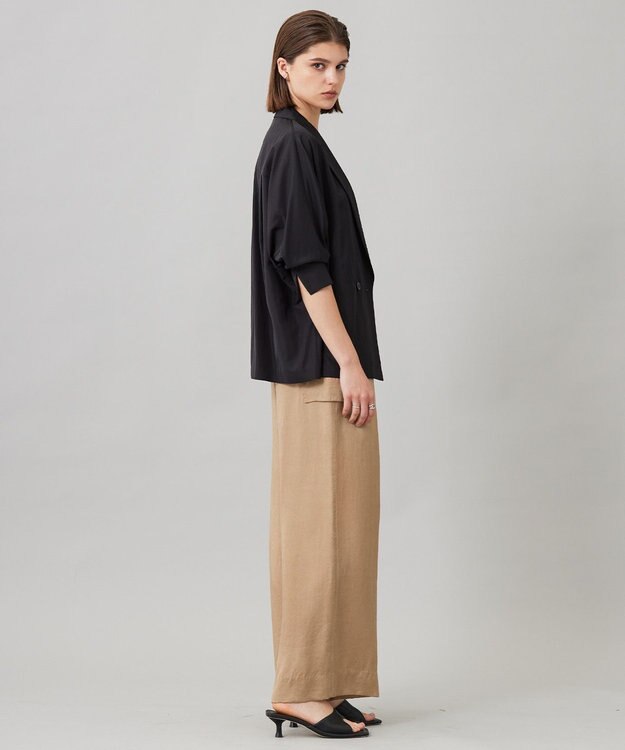 ICB 【接触冷感・UVケア・速乾・洗える】シルクエステルタフタ ブラウスジャケット ブラック系