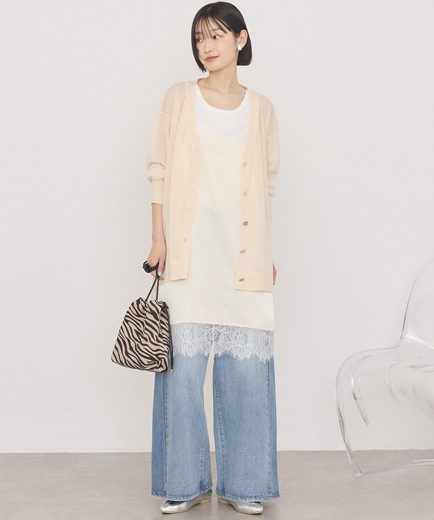 AMERICAN HOLIC メタルボタンシアーVネックカーディガン Ivory