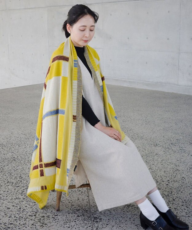 nitorito 【UNISEX】tanbo チェック柄 ストール yellow